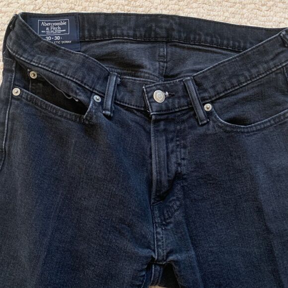 A&F Rustin Athletic Skinny Black Jeans 30x30 - Picture 3 of 9